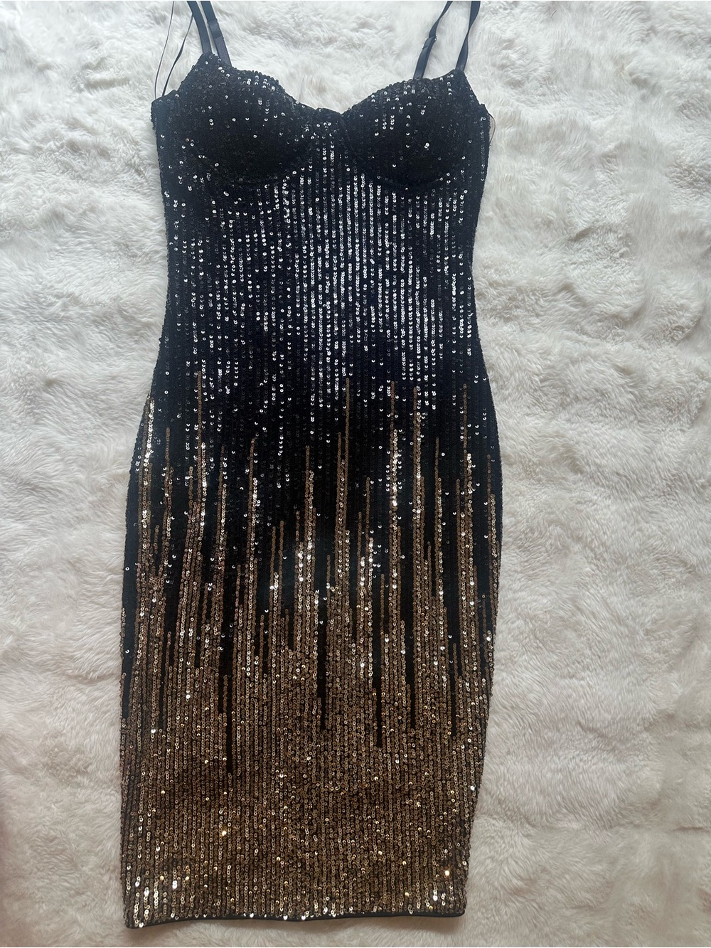 privy Black and Gold Sequin Ombre Bodycon Dress